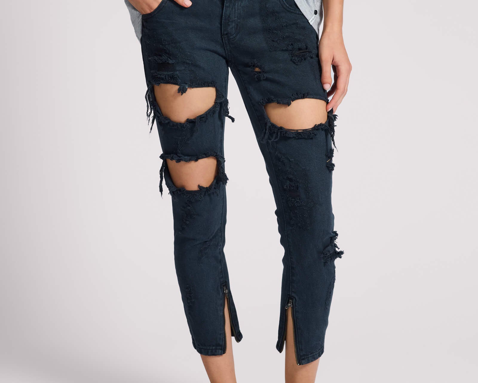 Freebirds Low Waist Rigid Skinny Denim Jeans - Fox Black