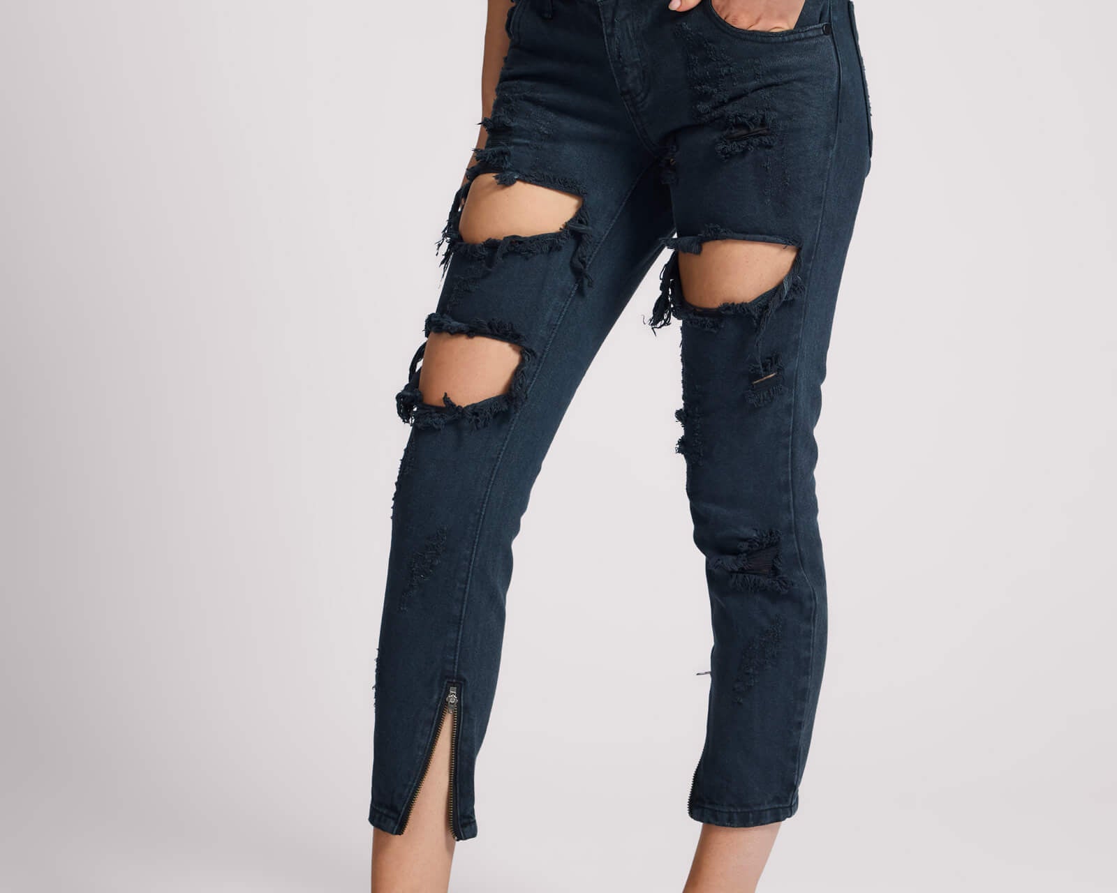 Freebirds Low Waist Rigid Skinny Denim Jeans - Fox Black