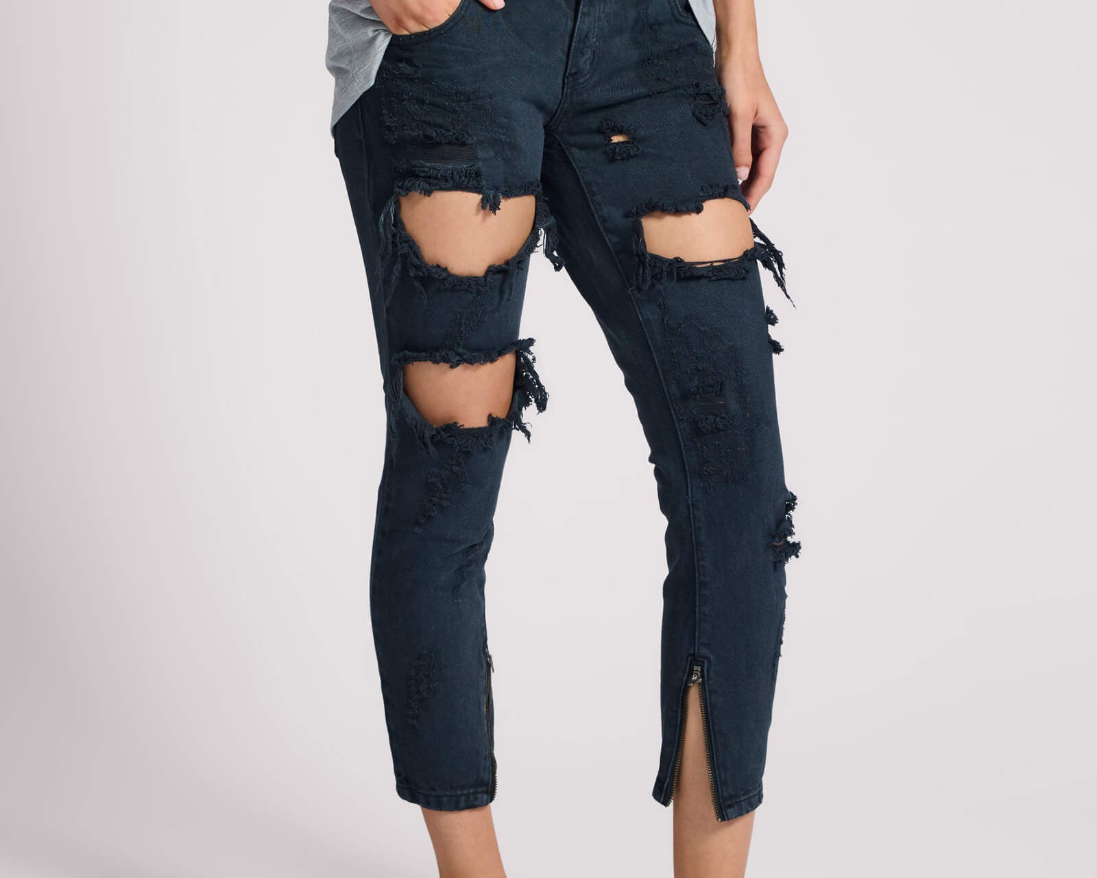 Freebirds Low Waist Rigid Skinny Denim Jeans - Fox Black