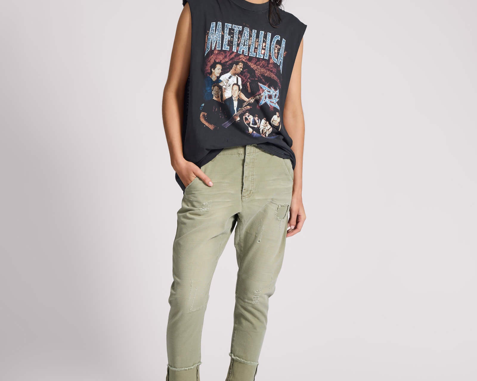 Cavalries Tapered Boyfriend Denim Jeans - Militaire Khaki