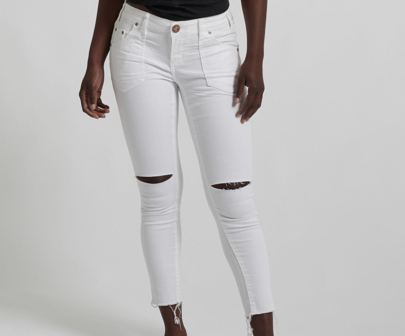 Freebirds Ii Low Waist Stretch Skinny Denim Jeans - Premium White