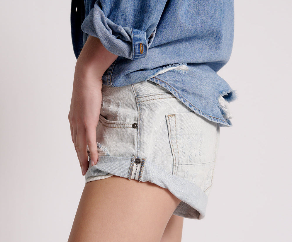 Bandits Low Waist Denim Shorts - Archived Diamonde Blue