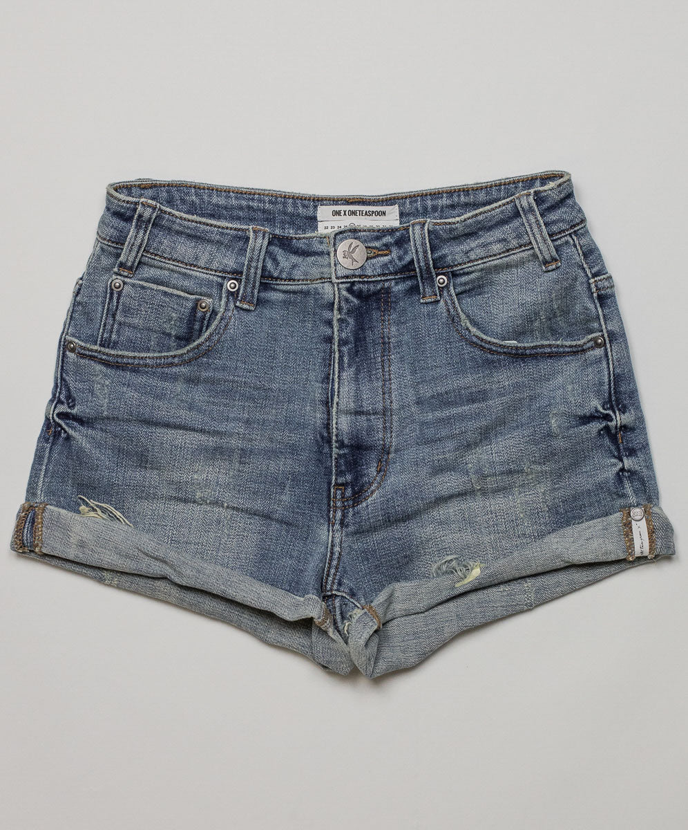 Products HARLETS HIGH WAIST STRETCH DENIM SHORTS
