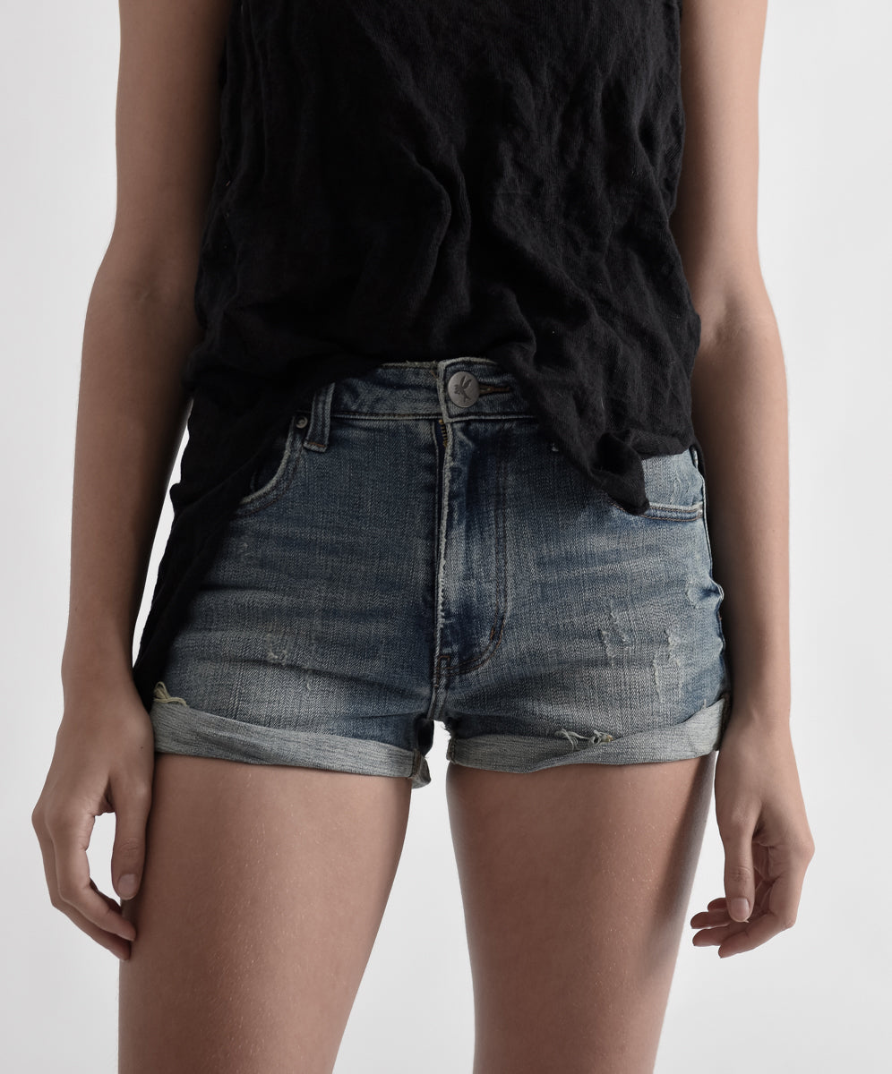 Vintage Indigo Harlets High Waist Stretch Denim Shorts OneTeaspoon Cult Denim Apparel One Teaspoon