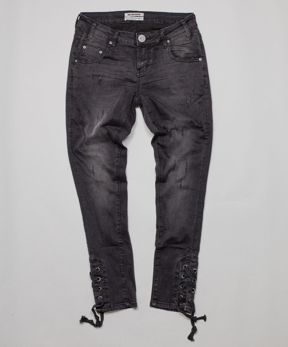 Products Freebirds Ii Low Waist Stretch Skinny Denim Jeans - Black Paris