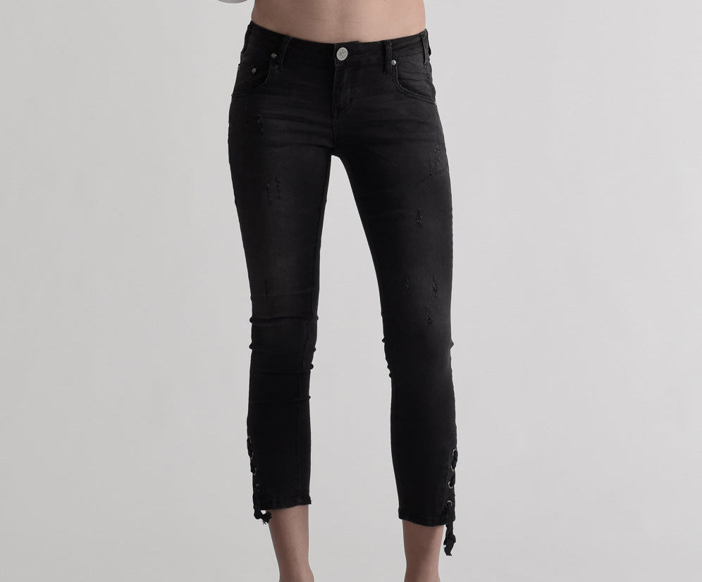 Freebirds Ii Low Waist Stretch Skinny Denim Jeans - Black Paris