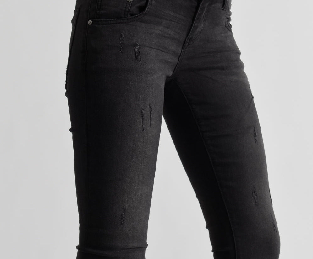 Freebirds Ii Low Waist Stretch Skinny Denim Jeans - Black Paris
