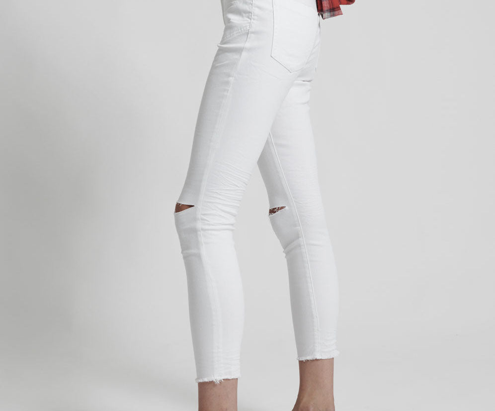 Freebirds Ii High Waist Stretch Skinny Denim Jeans - Premium White