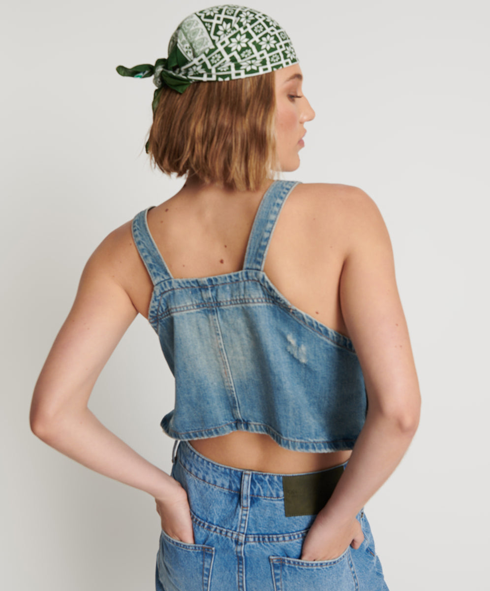 Products Denim Pinafore Top - Pacifica
