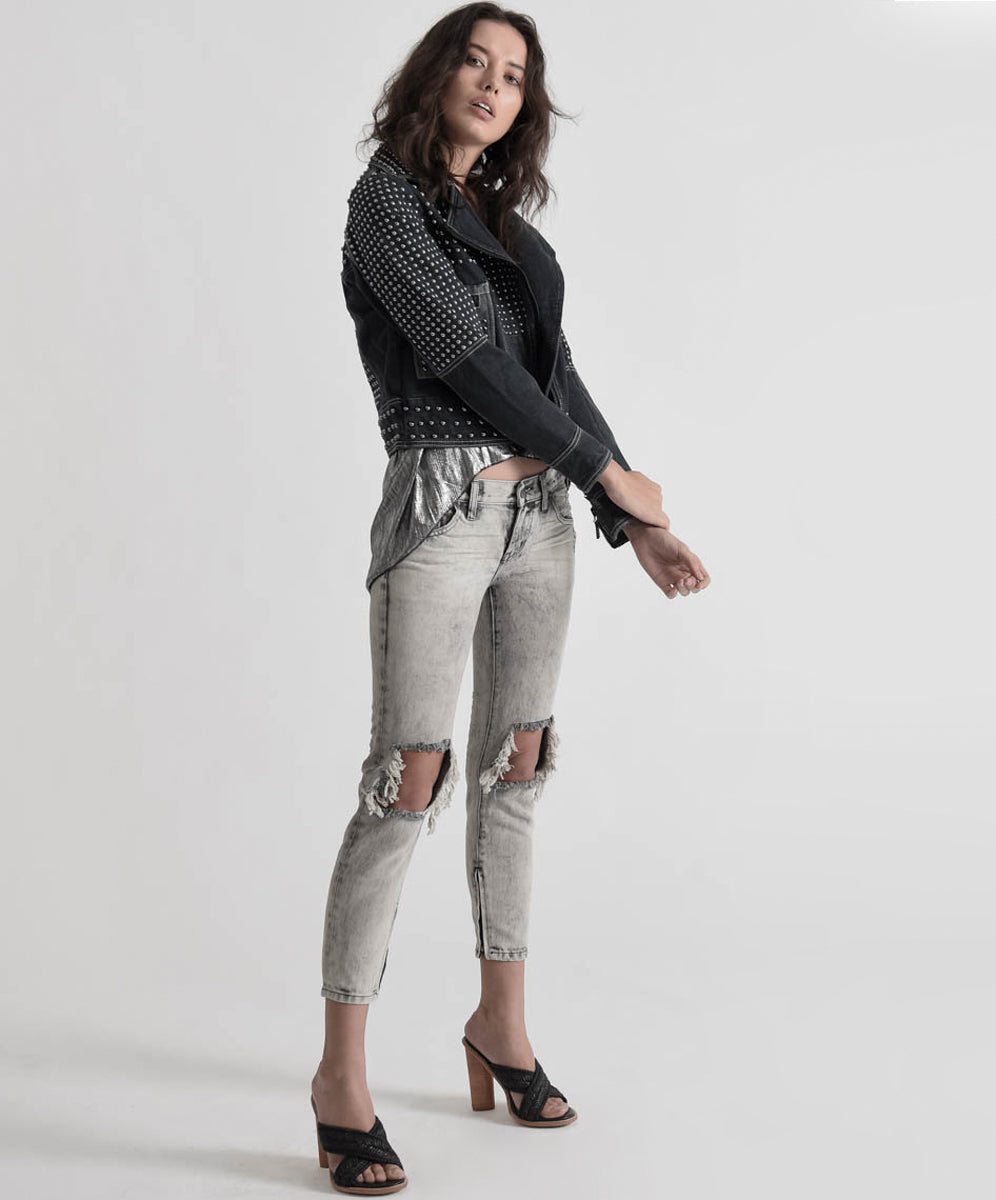 Products FREEBIRDS LOW WAIST RIGID SKINNY JEANS GREY