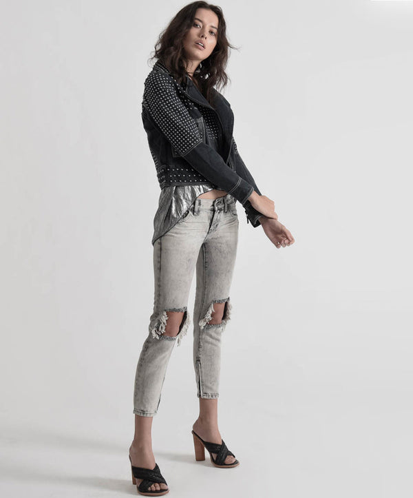 FREEBIRDS LOW WAIST RIGID SKINNY JEANS GREY