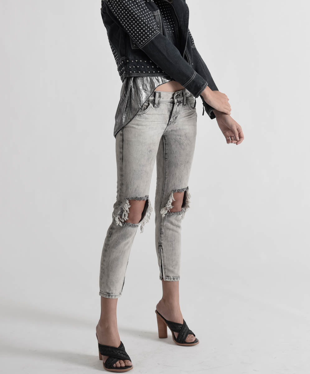 Products FREEBIRDS LOW WAIST RIGID SKINNY JEANS GREY