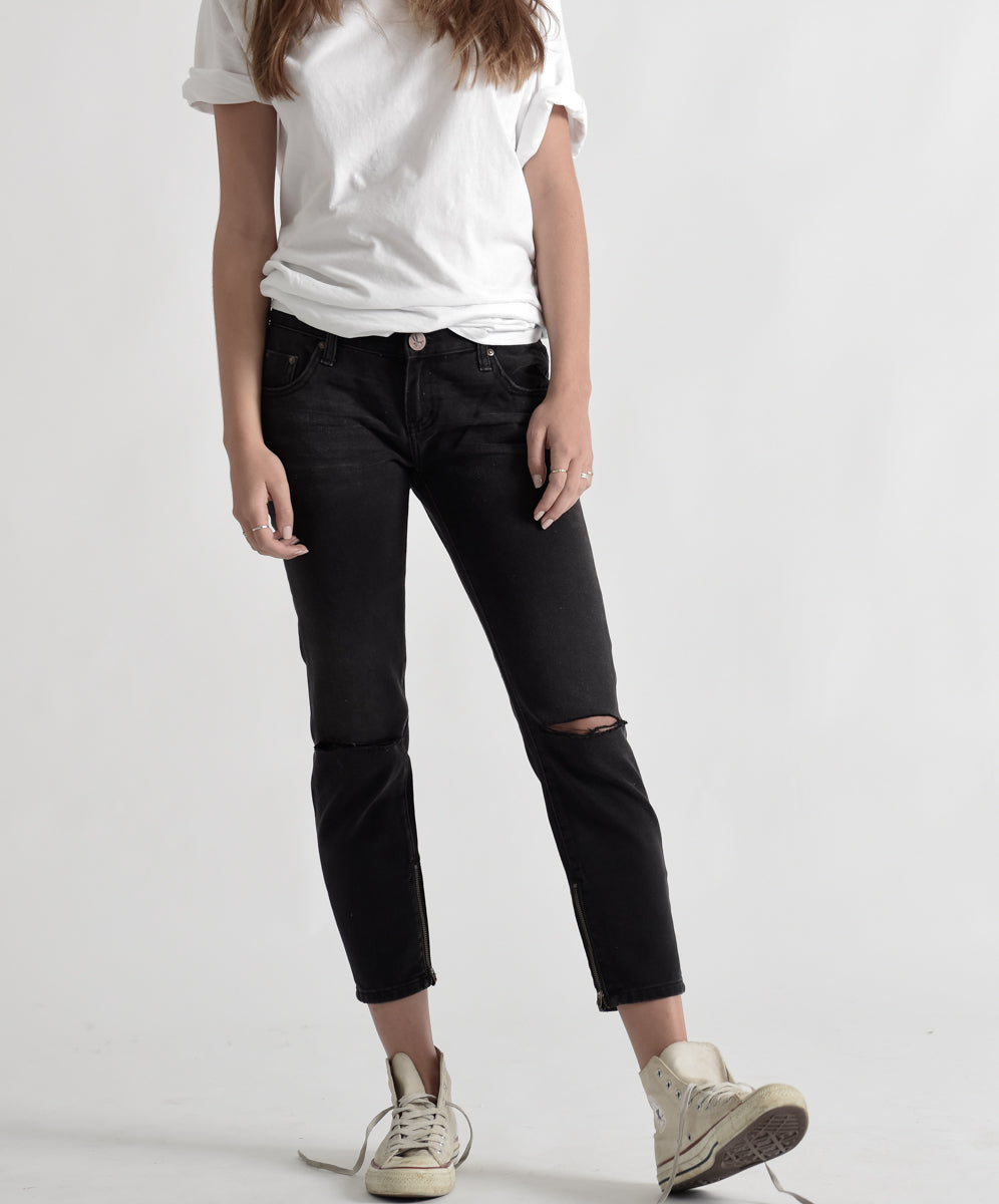 Products FREEBIRDS LOW WAIST RIGID SKINNY JEANS BLACK
