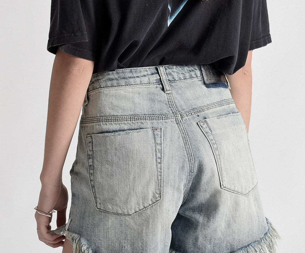 HAWKS HIGH WAIST DENIM SHORTS