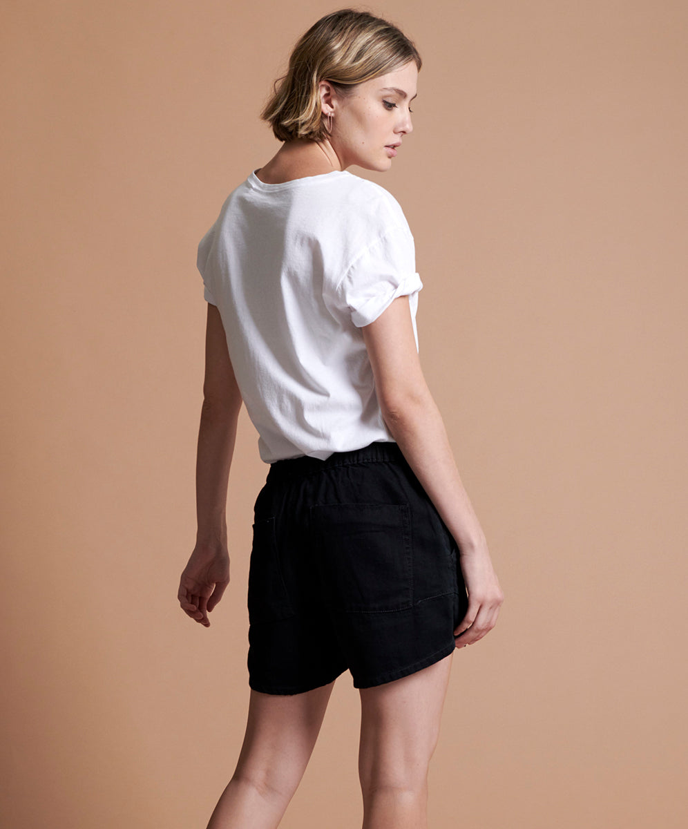Products MRS BLONDES MID LENGTH DENIM SHORT BLACK