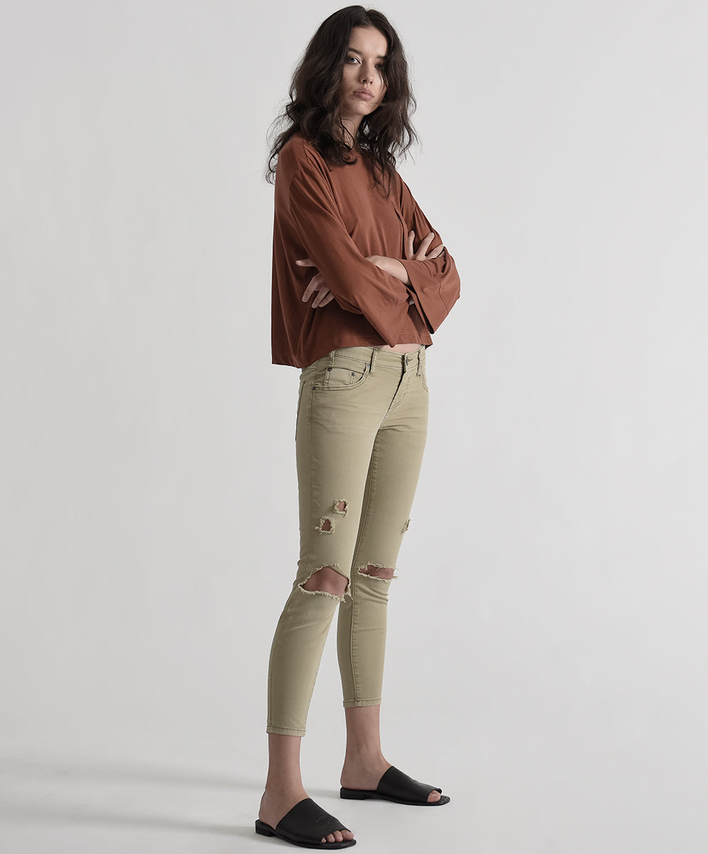 Products Freebirds Ii Low Waist Stretch Skinny Denim Jeans - Tobacco