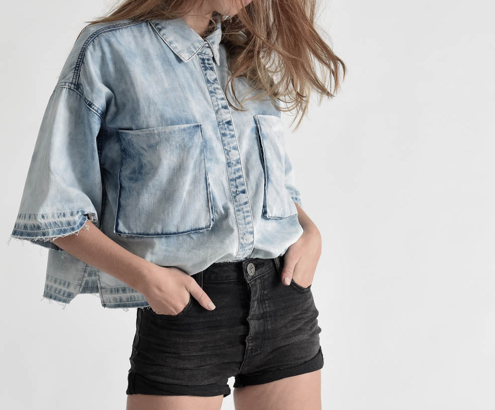SUPERSTAR BLACK HARLETS HIGH WAIST STRETCH DENIM SHORTS