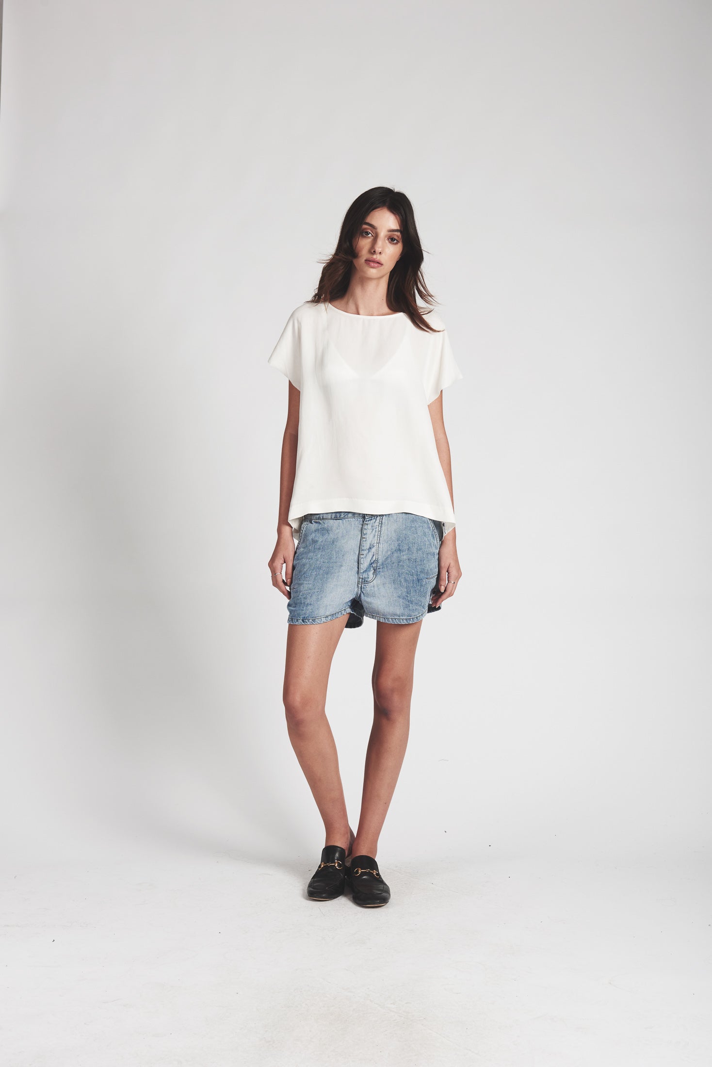 Products Mrs Blondes Mid Length Denim Shorts - Rocky