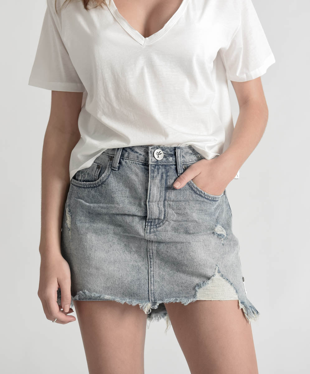 Products BLUE STORM 2020 MINI HIGH WAIST DENIM SKIRT