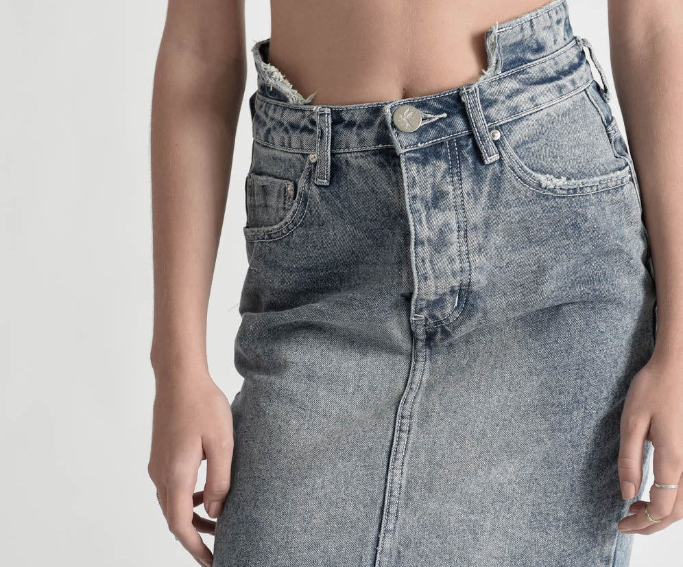 2020 High Waist Mini Denim Skirt - Blue Society