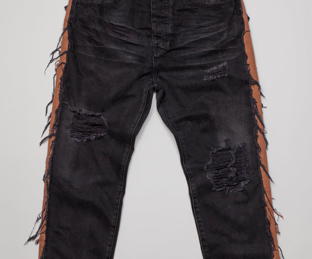Hooligans Low Waist Relaxed Straight Leg Denim Jeans - Black Van