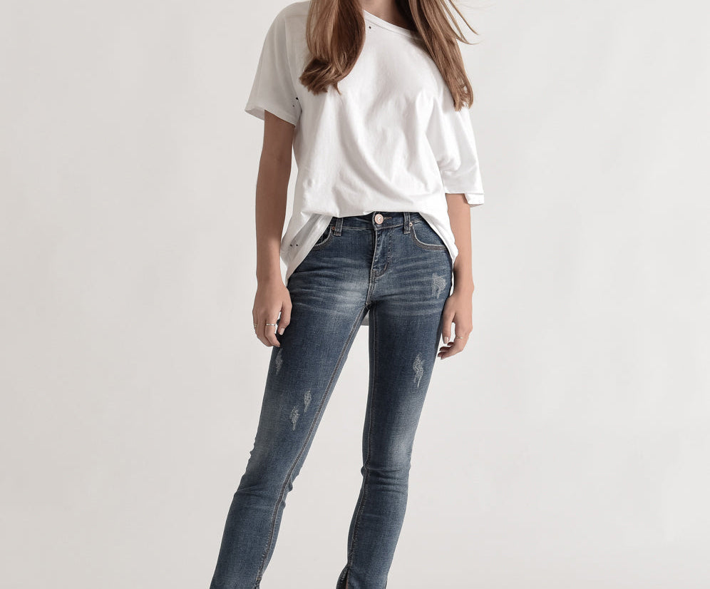 Hoodlums Mid Waist Skinny Denim Jeans - Superstar Blue