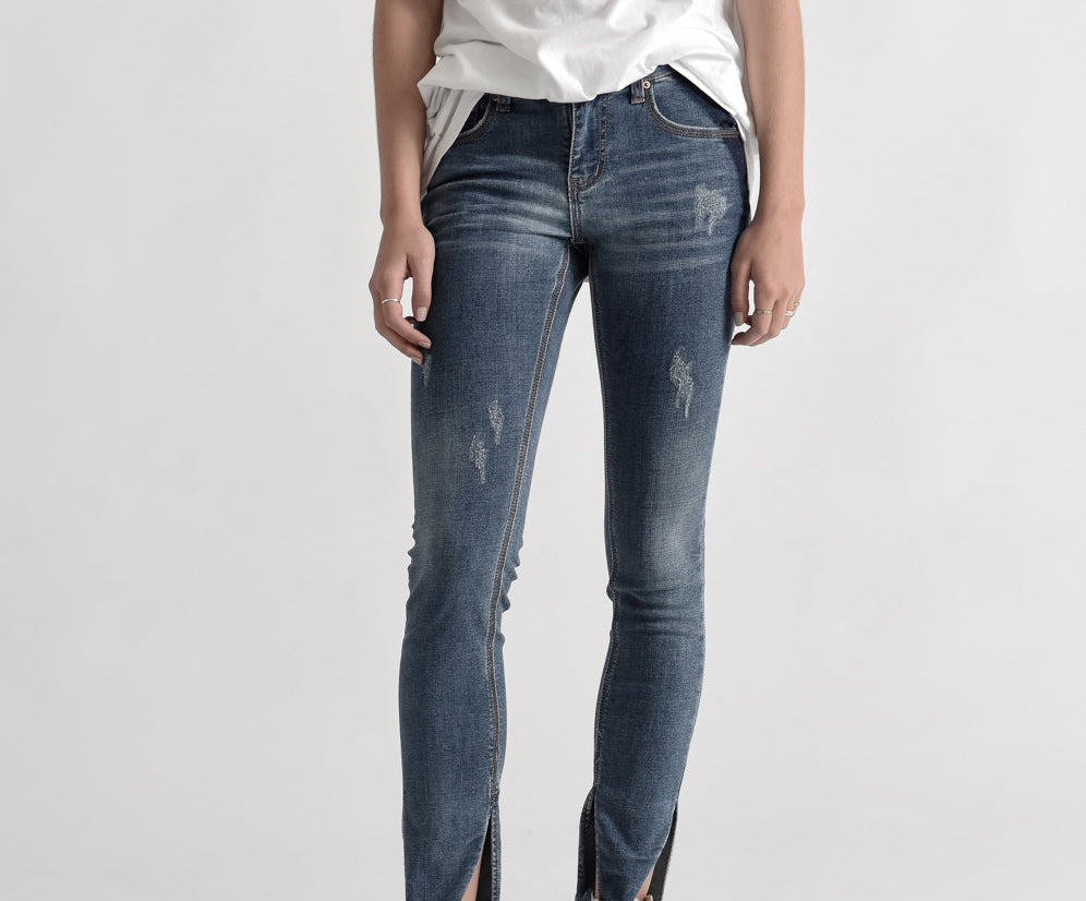 Hoodlums Mid Waist Skinny Denim Jeans - Superstar Blue
