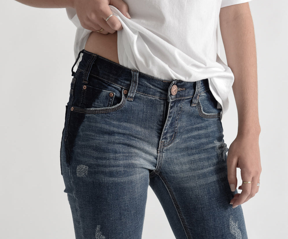 Hoodlums Mid Waist Skinny Denim Jeans - Superstar Blue