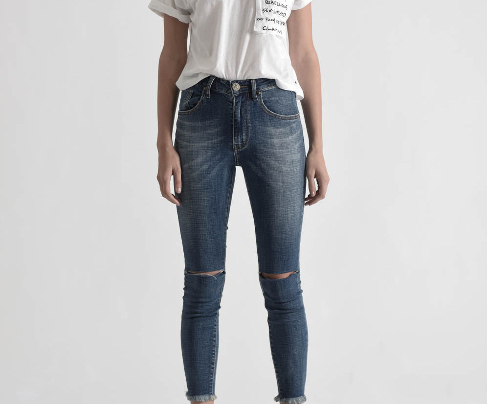 Freebirds Ii High Waist Stretch Skinny Denim Jeans - Vintage Indigo