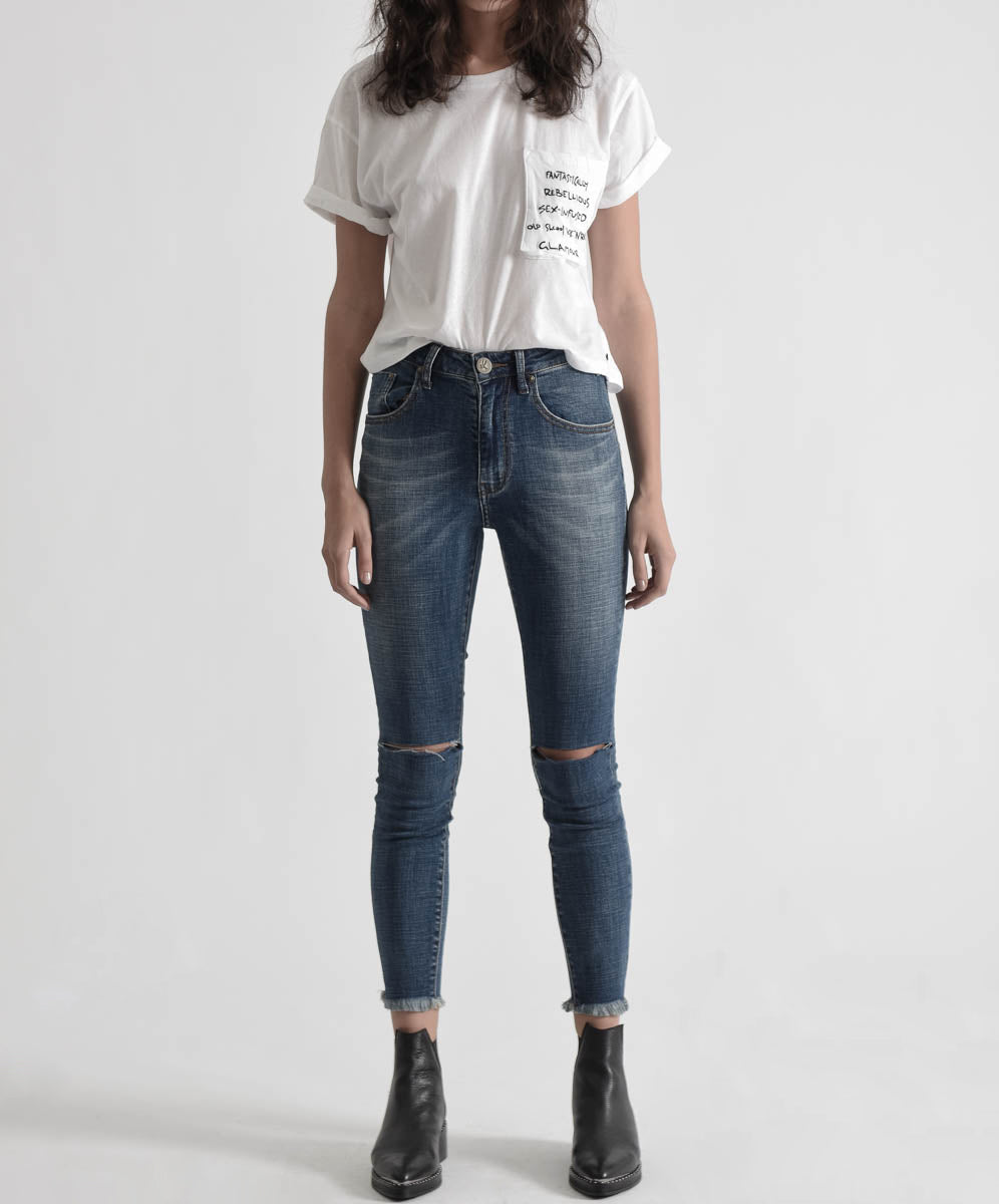 Products Freebirds Ii High Waist Stretch Skinny Denim Jeans - Vintage Indigo