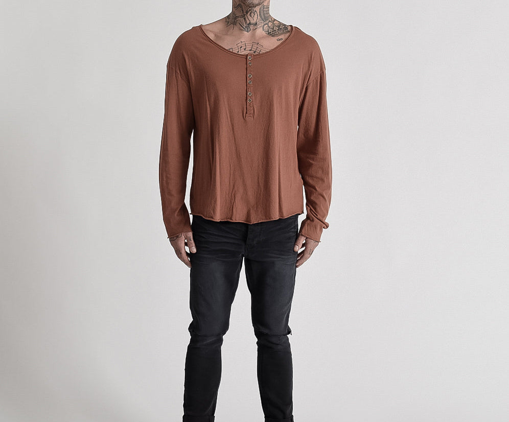 Mens Mr Valentine Long Sleeve Tee - Camel