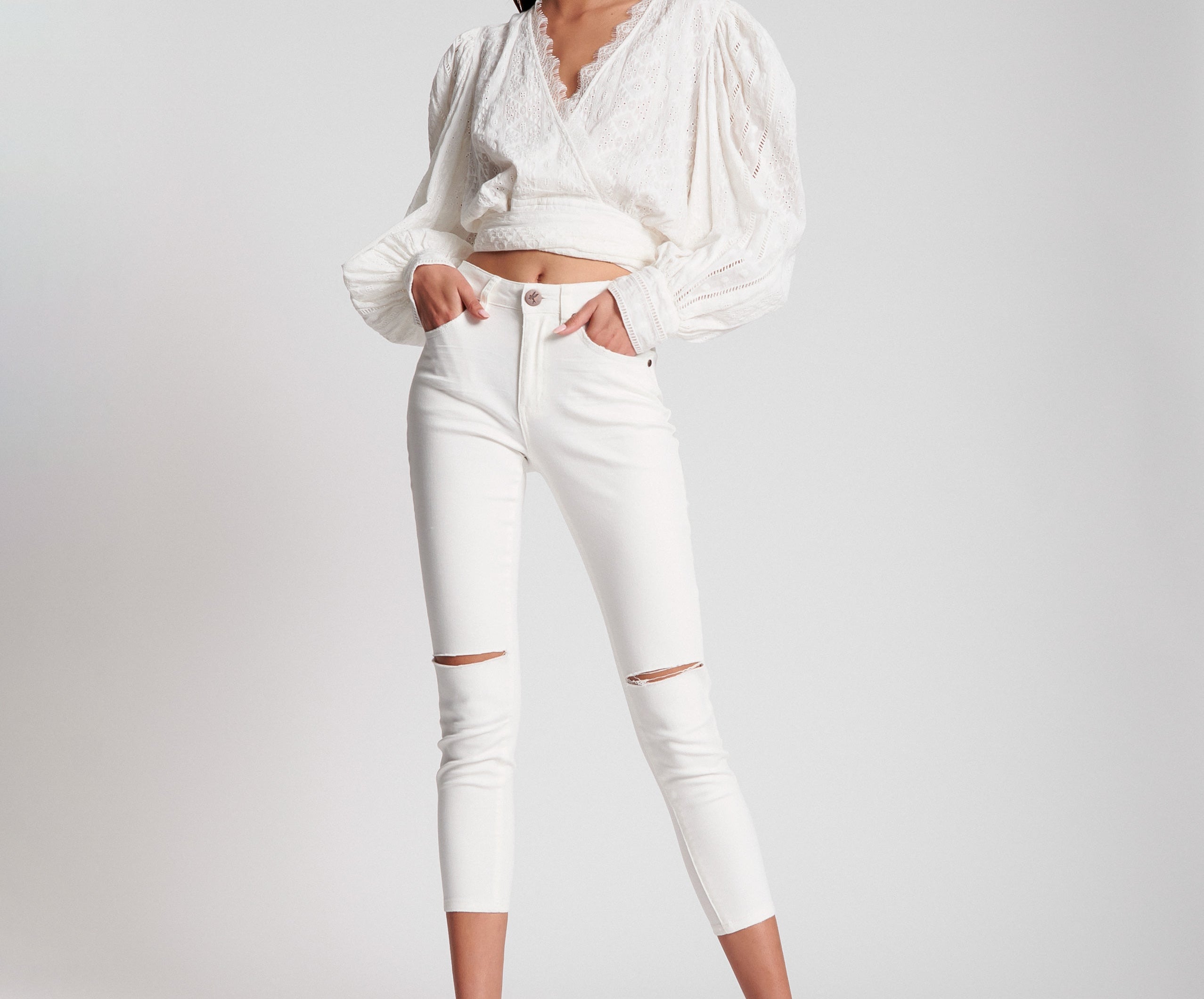 Freebirds Ii High Waist Stretch Skinny Denim Jeans - True White