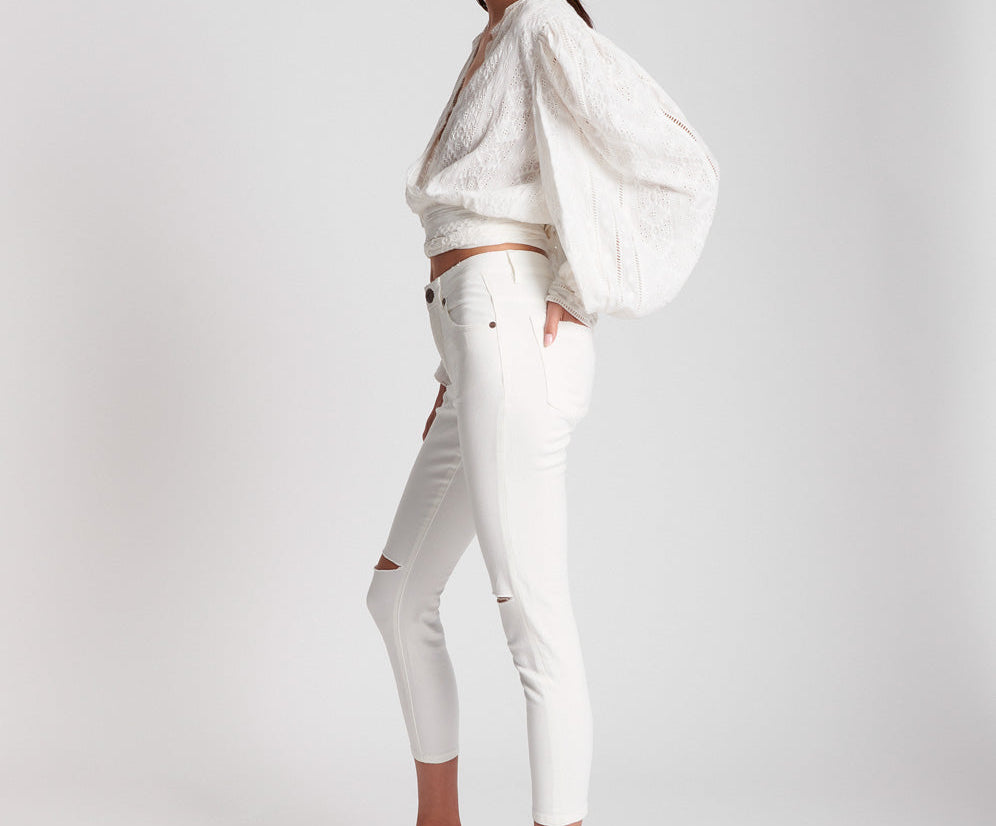 Freebirds Ii High Waist Stretch Skinny Denim Jeans - True White