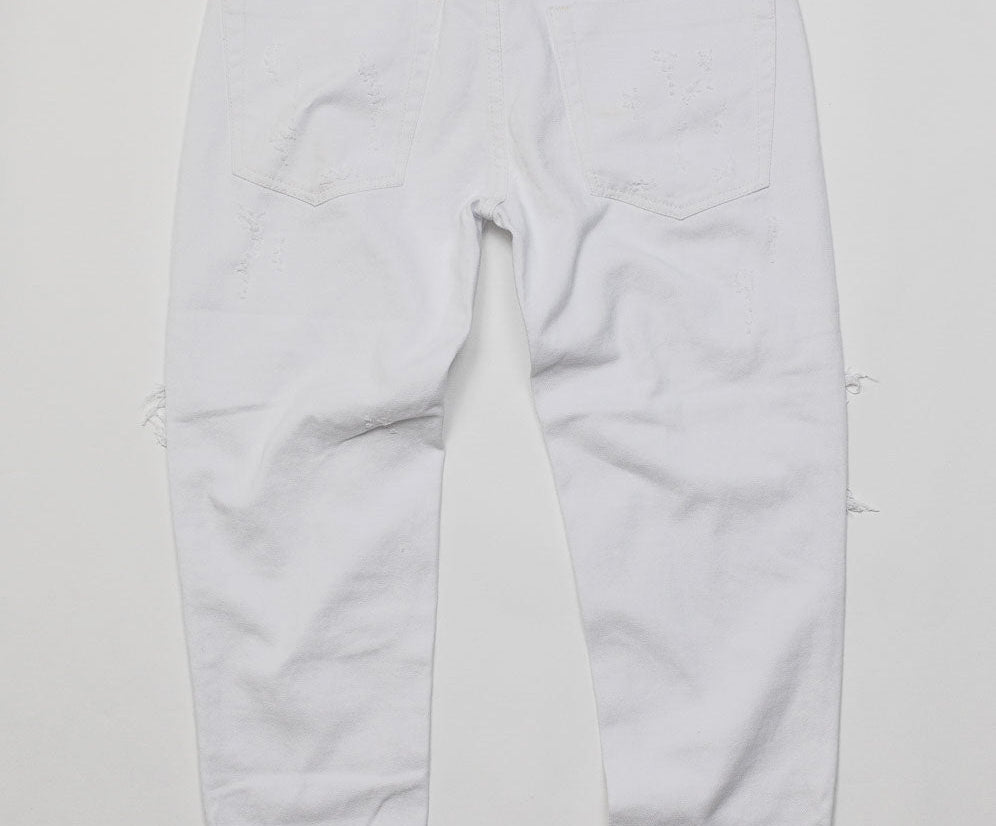 Awesome Baggies Low Waist Straight Leg Denim Jeans - White Beauty