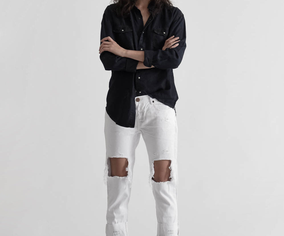 Awesome Baggies Low Waist Straight Leg Denim Jeans - White Beauty