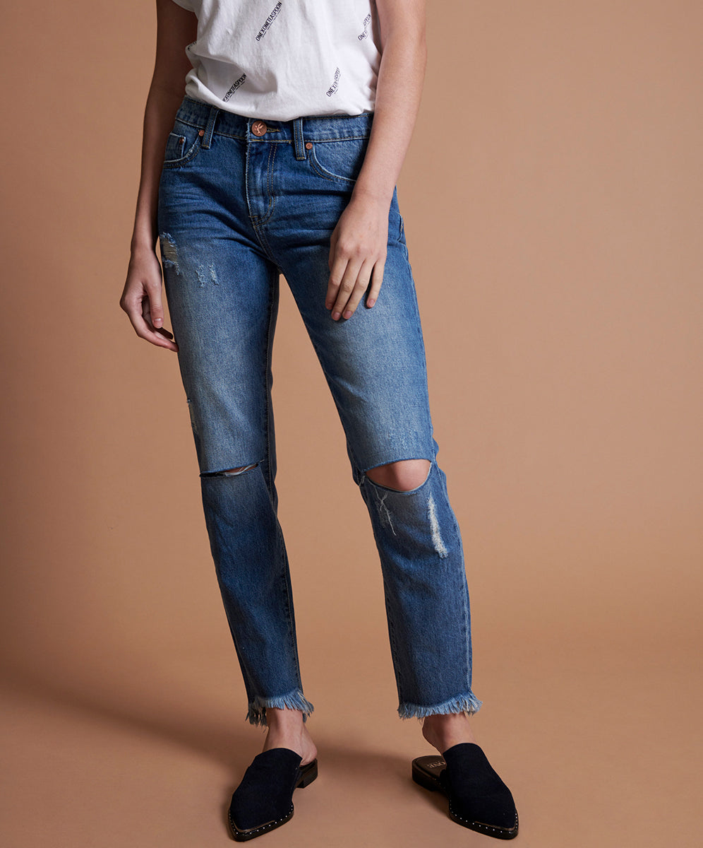 Products Awesome Baggies Low Waist Straight Leg Denim Jeans - Pacifica