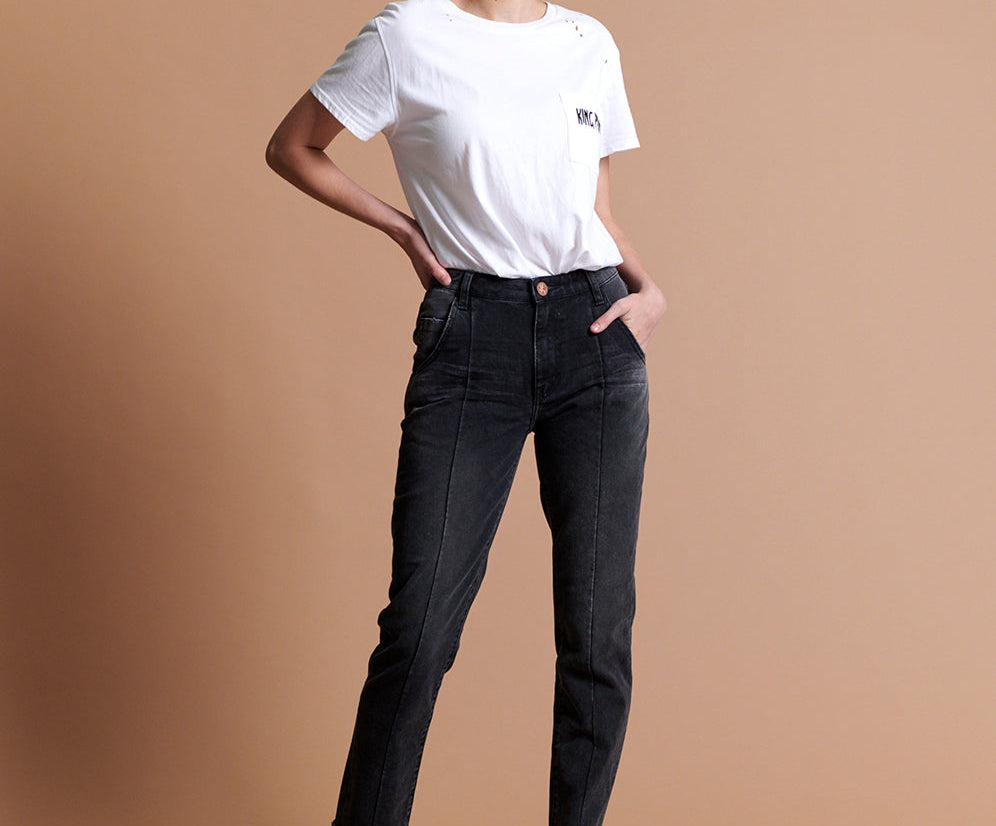 Awesome Baggies Low Waist Straight Leg Denim Jeans - Black Anchor