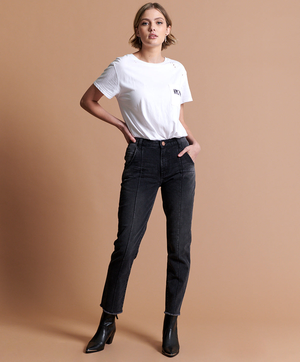 Products Awesome Baggies Low Waist Straight Leg Denim Jeans - Black Anchor