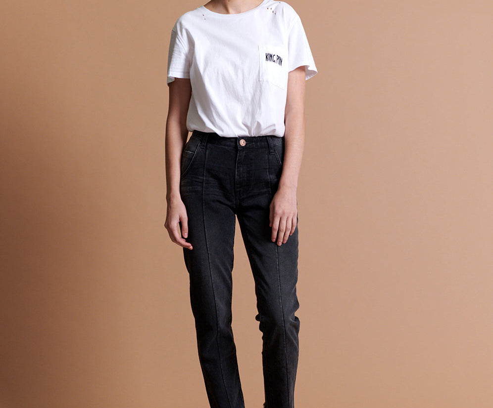 Awesome Baggies Low Waist Straight Leg Denim Jeans - Black Anchor