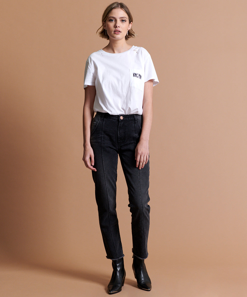Products Awesome Baggies Low Waist Straight Leg Denim Jeans - Black Anchor