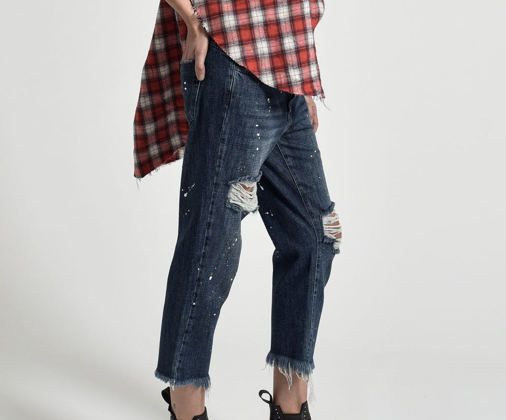 Hooligans Low Waist Relaxed Straight Leg Denim Jeans - Pop Cult
