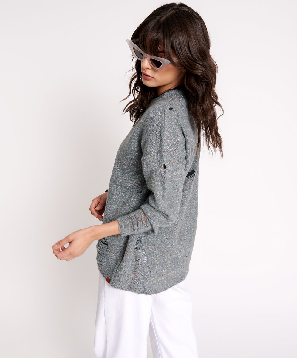 ニット セーター ONE TEASPOON/ワンティースプーン FISHERMAN SWEATER セーター クラッシュ レディース Shattered Crew Knit Sweater - Wine | One Teaspoon