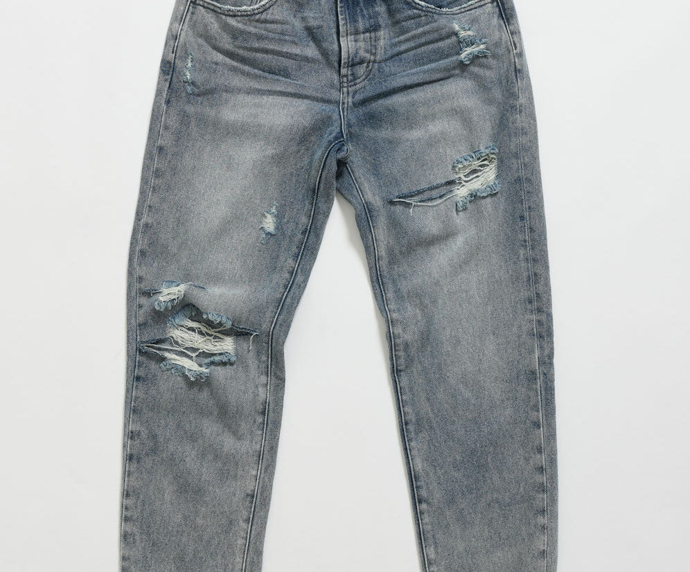 ROCKY AWESOME BAGGIES HIGH WAIST STRAIGHT LEG JEANS BLUE