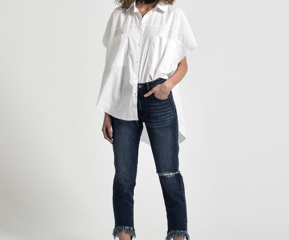 Awesome Baggies High Waist Straight Leg Denim Jeans - Lone Star
