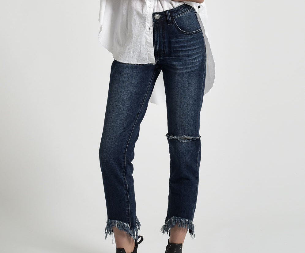 Awesome Baggies High Waist Straight Leg Denim Jeans - Lone Star