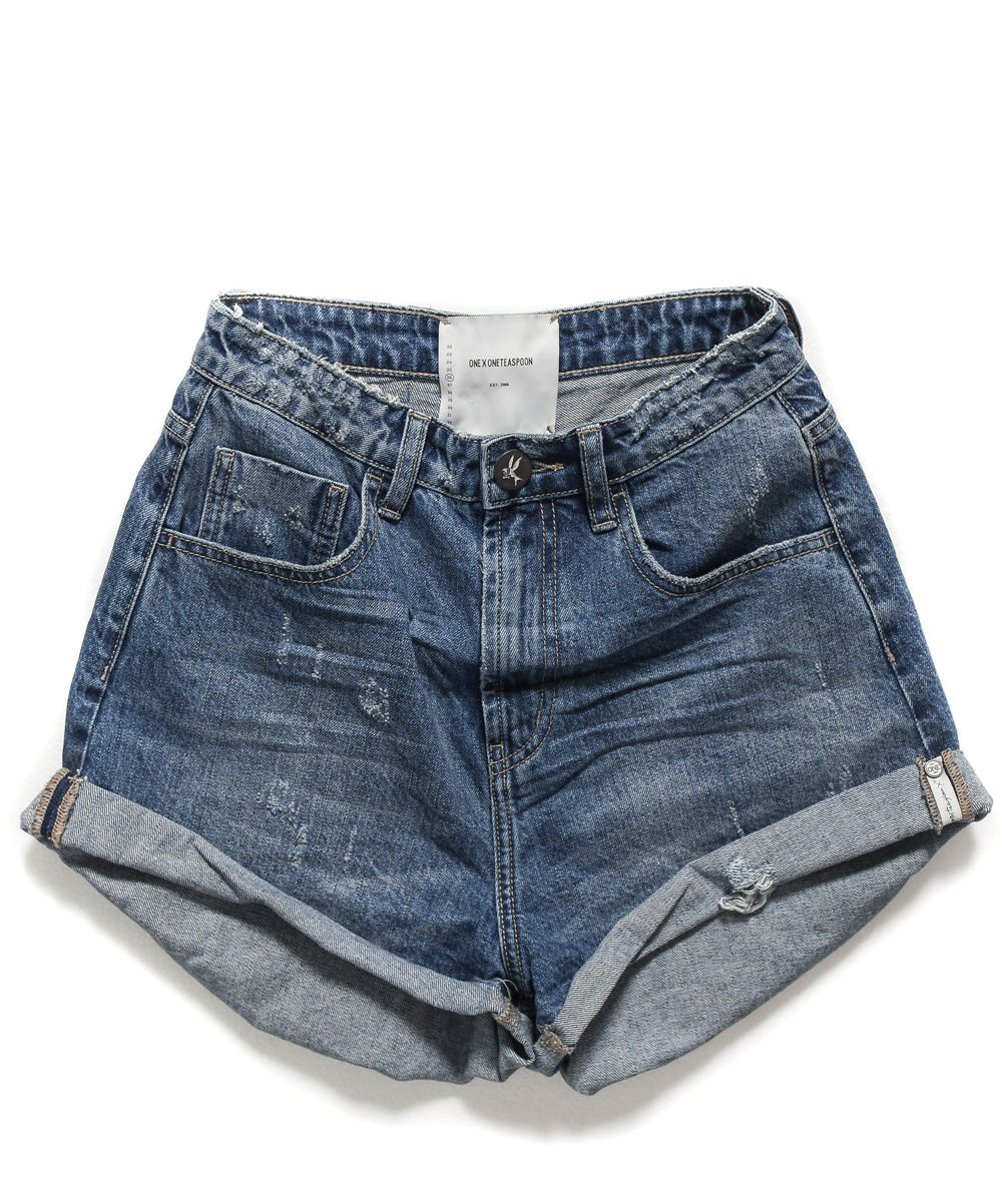 Products Bandits High Waist Denim Shorts - Oxford Blue