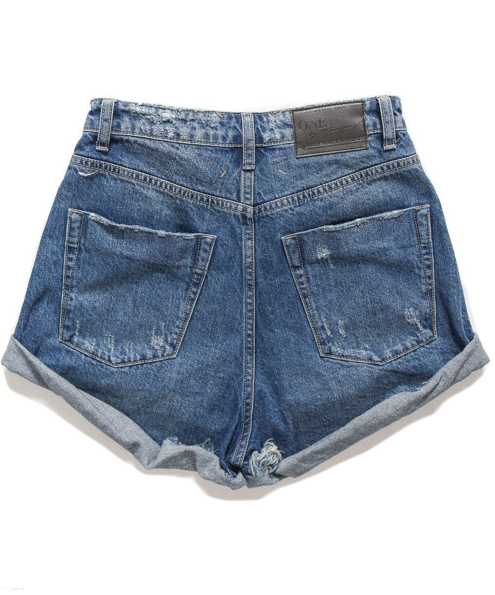 Products Bandits High Waist Denim Shorts - Oxford Blue