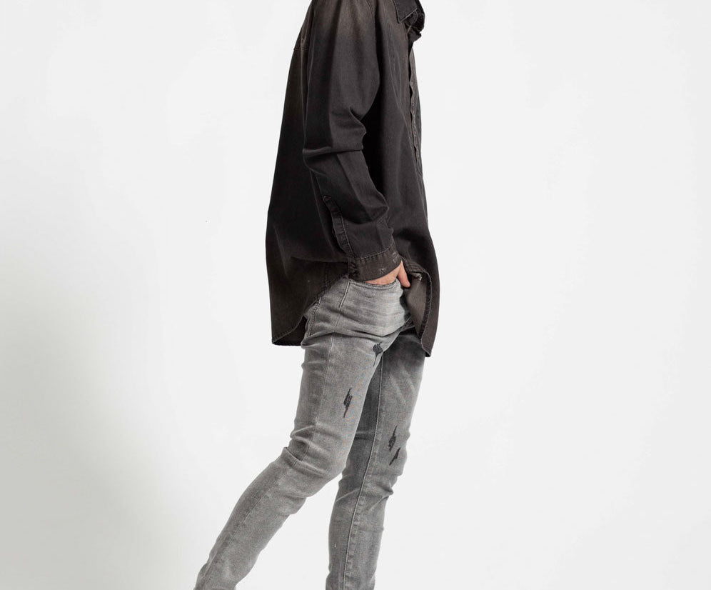 DENIM PULL ON SHIRT