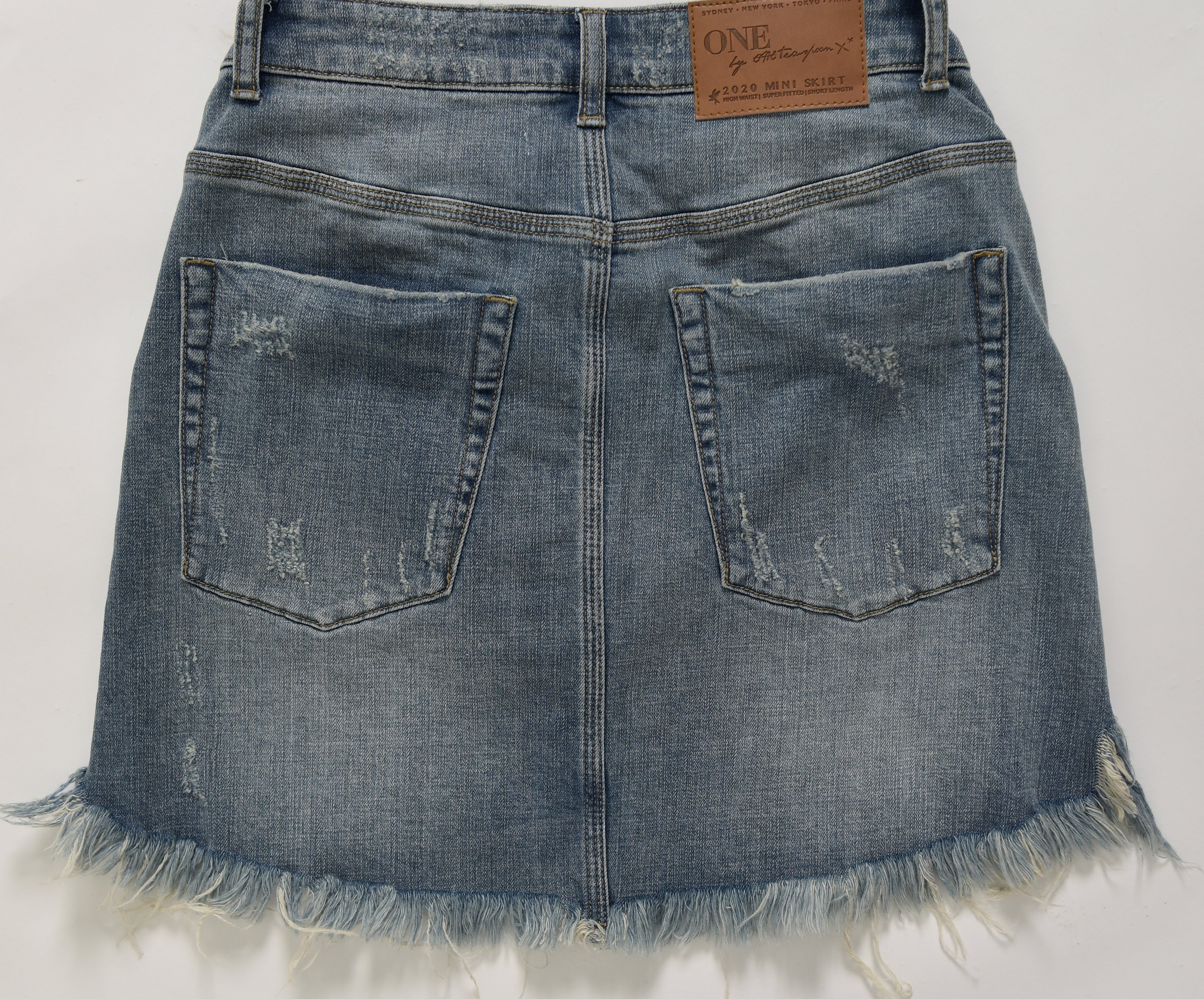 STORM BOY STRETCH 2020 MINI HIGH WAIST DENIM SKIRT