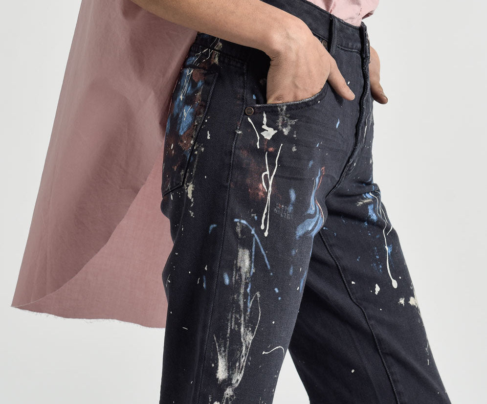 Libertines High Waist Cropped Wide Leg Denim Jeans - Midnight Artiste